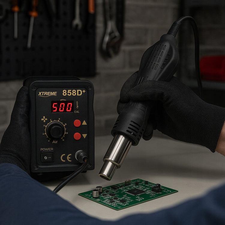 Karšto oro litavimo stotelė „Xtreme 858D+“, 800 W, iki 500 °C, su antgaliais – nuotrauka 3
