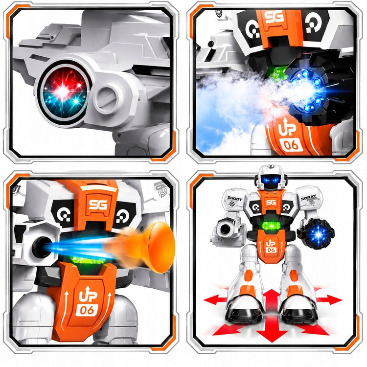 Nuotoliniu būdu valdomas robotas „HollaKids“, šaudantis strėlėmis, su garais