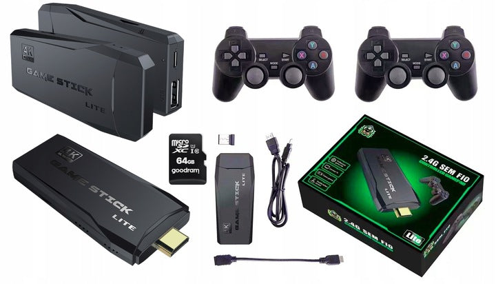 Retro žaidimų konsolė HDMI su 2 pultais ir 64 GB kortele