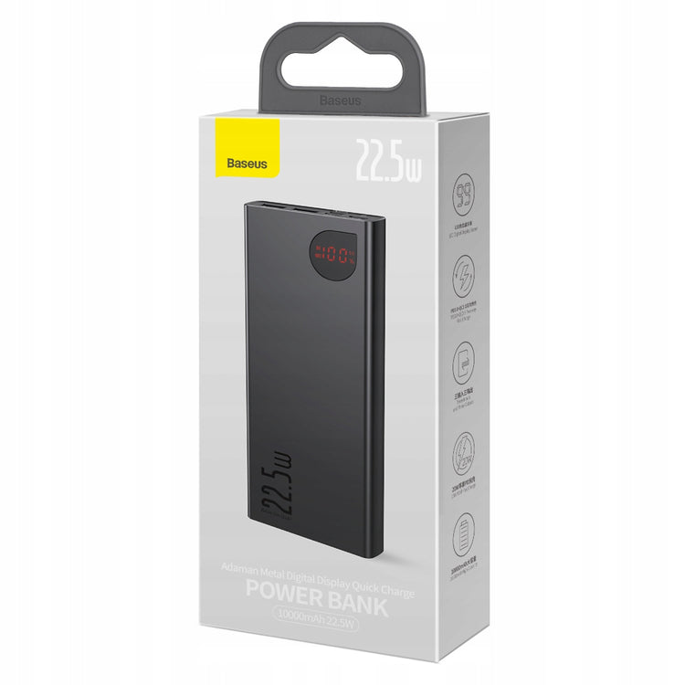 Metalinis išorinis akumuliatorius „Baseus Adaman“ 10000 mAh, 22,5 W, juodas
