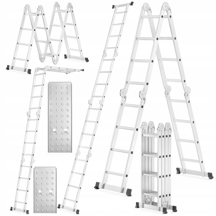 Daugiafunkcės aliuminės kopėčios „Higher“ 4×4, darbinis aukštis 5,6 m, 150 kg