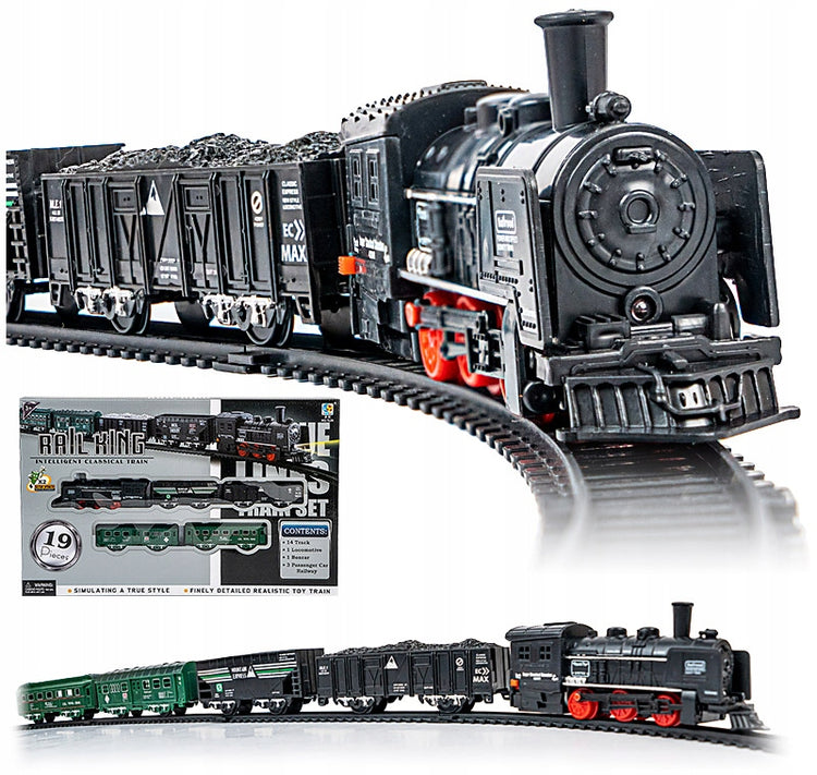 Traukinio rinkinys su bėgiais „Rail King“, click4TOYS