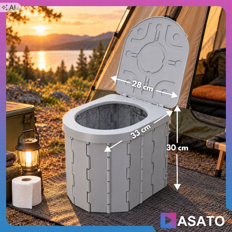 Sulankstomas turistinis tualetas su maišeliais „Asato Easy Clean“, 25 l