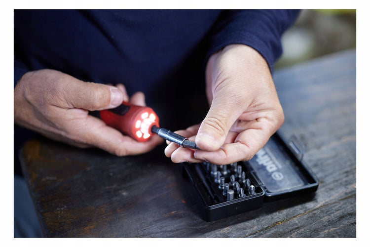Elektrinis kišeninis atsuktuvas „Wiha speedE PocketDrive“ su BitBuddy