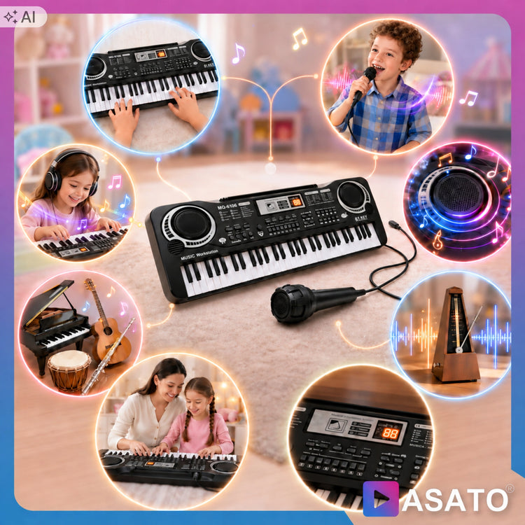 Vaikiškas sintezatorius-pianinas „Asato“ su mikrofonu