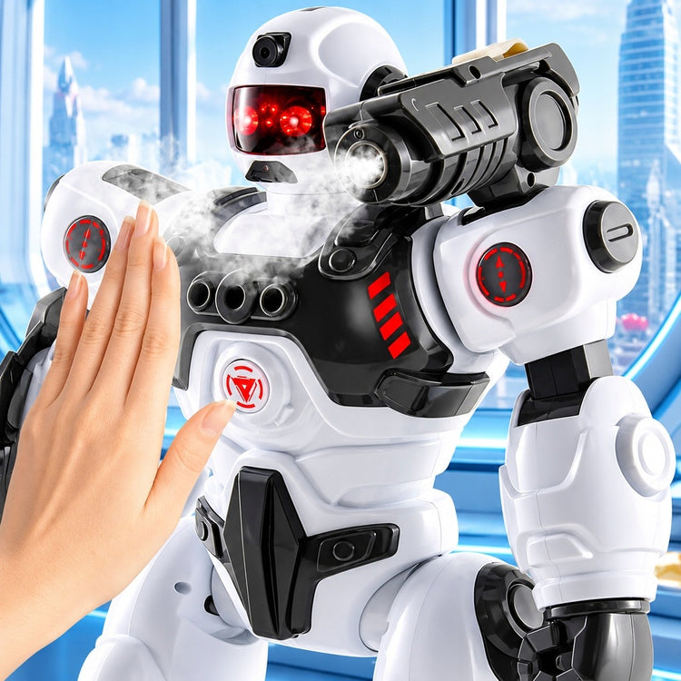 Valdomas robotas „HollaKids TT353“, šaudantis strėlėmis, su garais ir šviesomis