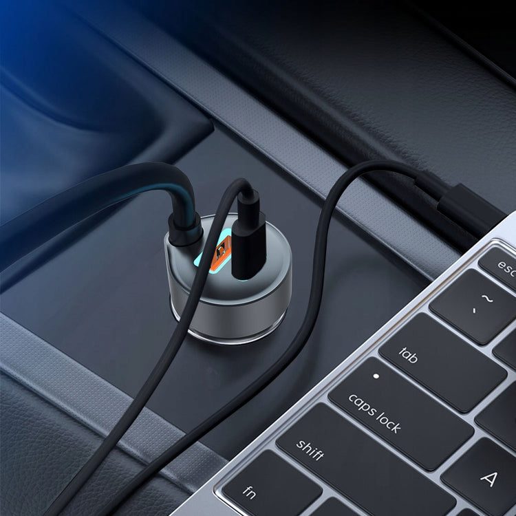 Automobilinis kroviklis „Polion“ 65 W: USB-A + 2× USB-C, QC 3.0, PD, su laidu