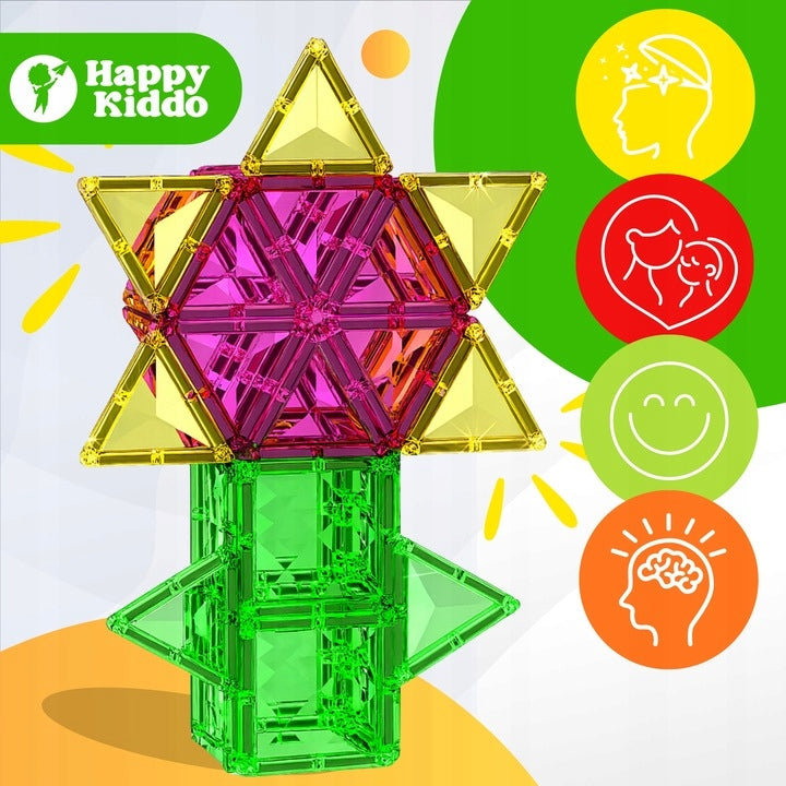 Magnetinis konstruktorius „Happy Kiddo“, 112 detalių – nuotrauka 5
