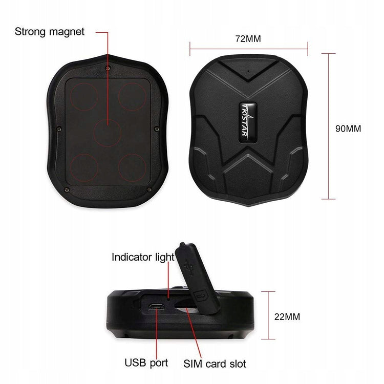 GPS sekiklis automobiliui ir valčiai su magnetu „TK905“, 5000 mAh