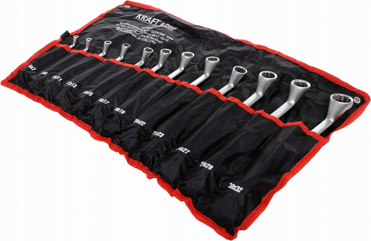 Žiedinių raktų rinkinys „Kraft&Dele KD10939“, 12 vnt., 6–32 mm, dėkle