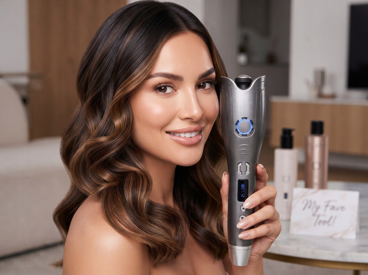 Automatinės besisukančios garbanojimo žnyplės „Riborn Beauty Pro“ su keratinu, 50 W