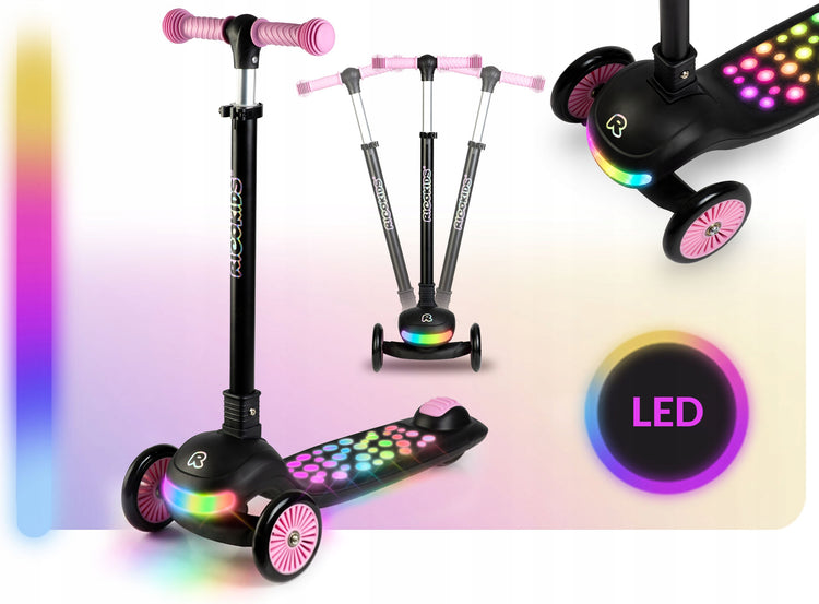 Sulankstomas triratis paspirtukas „RicoKids“ su LED apšvietimu – nuotrauka 2