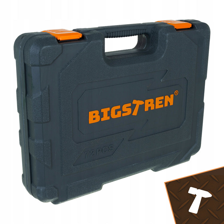 Įrankų rinkinys „Bigstren“ 72 dalys: galvutės 1/4“ ir 1/2“, terkšliai 72T