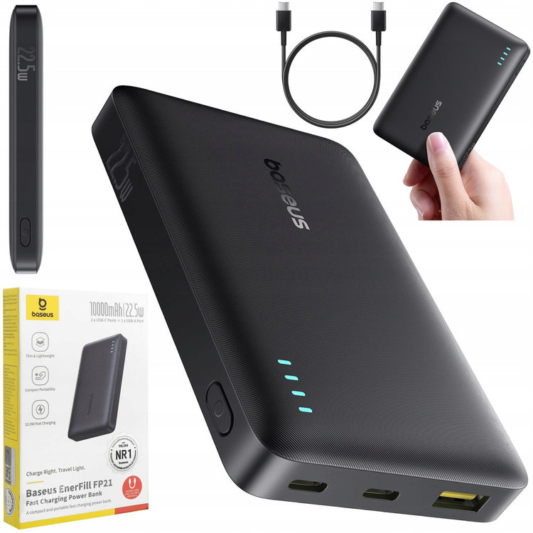 Išorinis akumuliatorius „Baseus EnerFill FP21“ 10000 mAh, 22,5 W, juodas