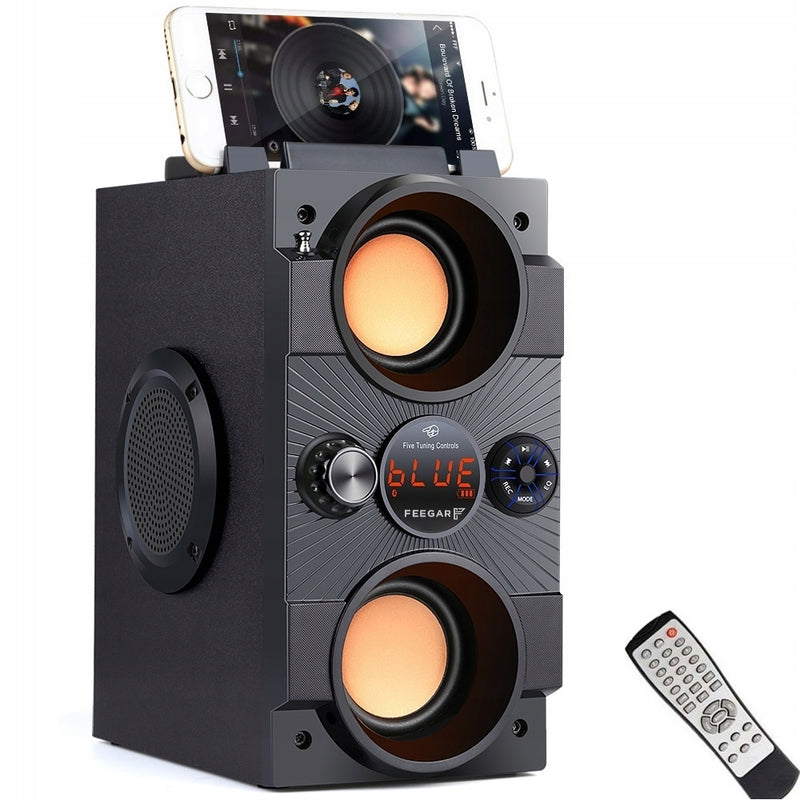 Medinė Bluetooth kolonėlė „Feegar Dance“, 30 W, su radiju ir karaoke funkcija