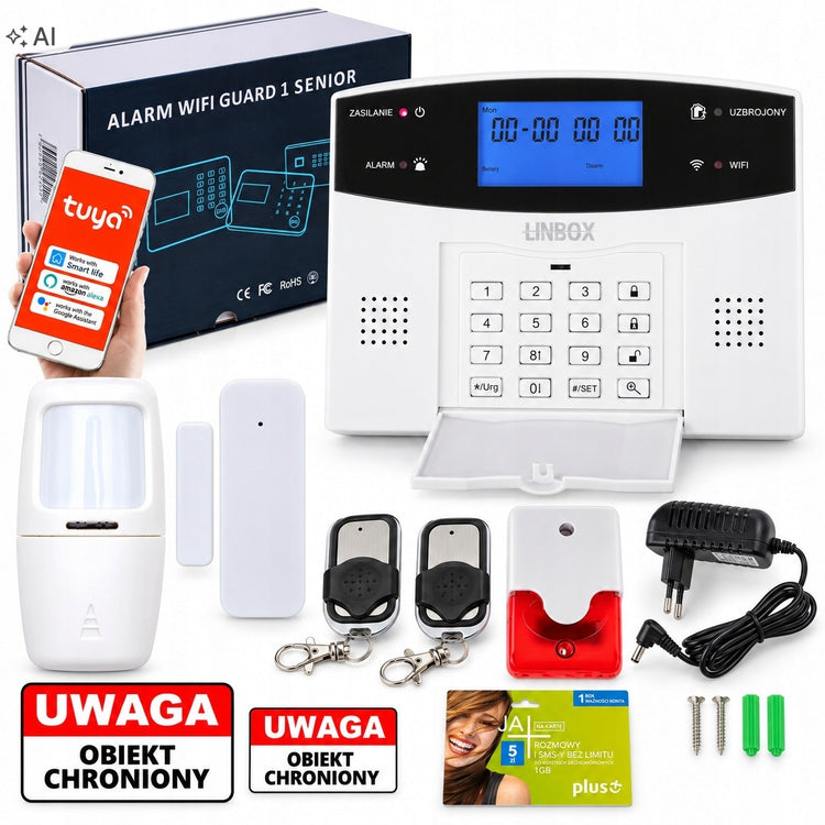Belaidė GSM / Wi-Fi namų signalizacija „Sat-Link Senior Guard“ su Tuya