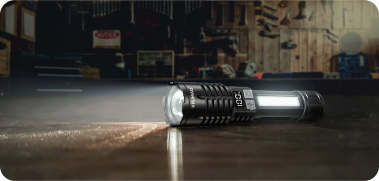 Akumuliatorinis LED žibintuvėlis „Krumad“ su LCD baterijos ekranu, USB-C