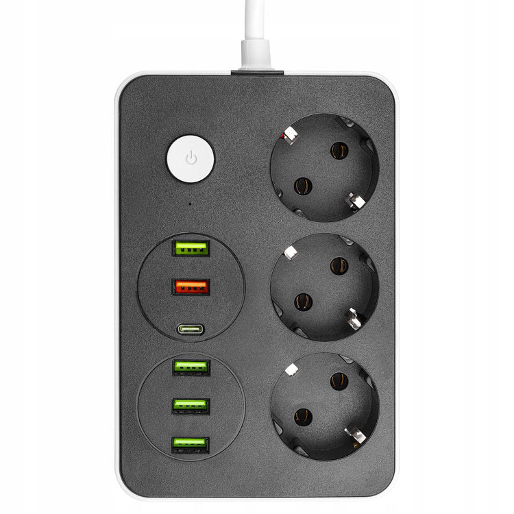 Ilgintuvas su kroviklio funkcija „Masterled“, 3 lizdai, 6× USB, 2 m, juodas