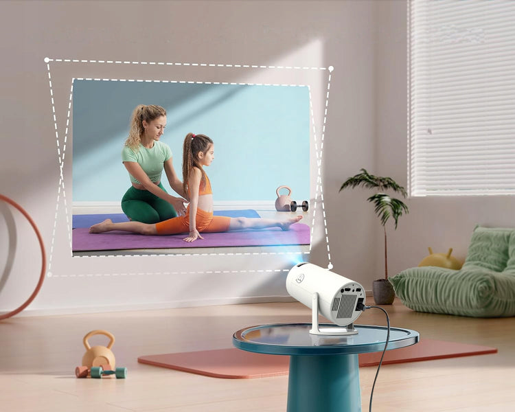Nešiojamas projektorius „Heelly“ su „Android TV“ ir Wi-Fi, pasukamas, baltas