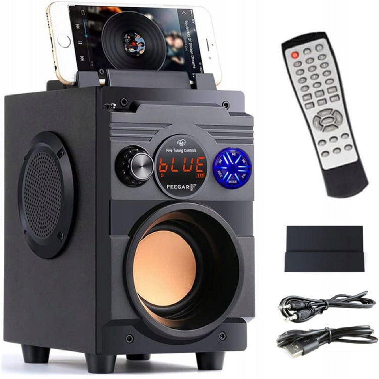 Medinė Bluetooth kolonėlė „Feegar Showjet“, 30 W, su FM radiju, USB ir karaoke funkcija
