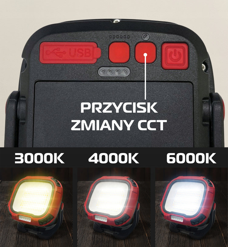 Nešiojamas LED statybinis prožektorius su galios banku „LEDline“, 30 W, 3000 lm, USB-C
