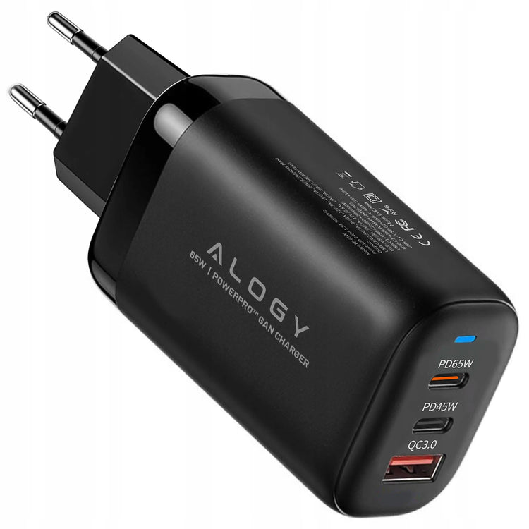 Greitasis įkroviklis „Alogy“ 65 W su 2 USB-C ir USB-A, PD / QC