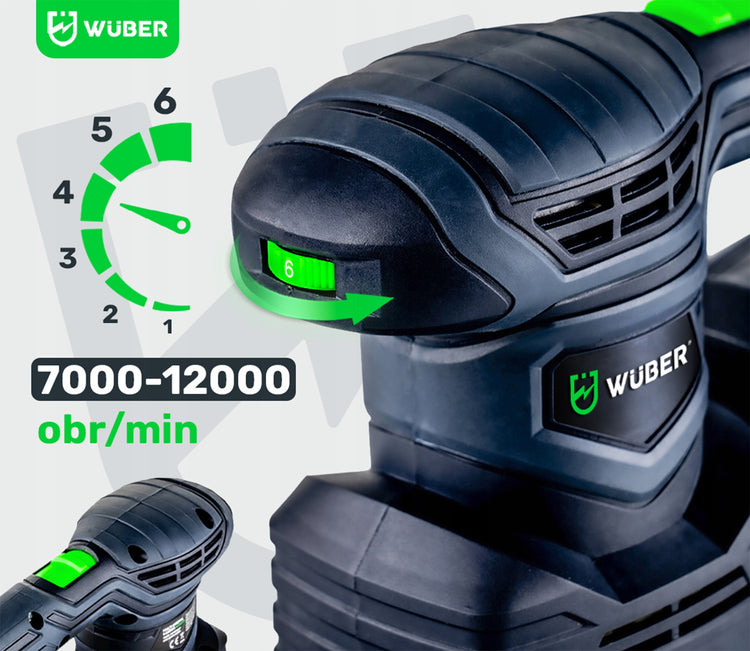 Ekscentrinis šlifuoklis 300 W, 125 mm, su greičio reguliavimu ir 3 padais