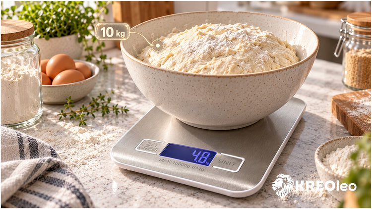 Elektroninės virtuvinės svarstyklės „KREOleo“, 10 kg / 1 g, su LCD