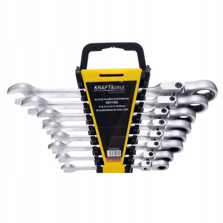 Laužtų kombinuotų raktų su terkšle rinkinys „Kraft&Dele KD11302“, 8–22 mm, 8 vnt.