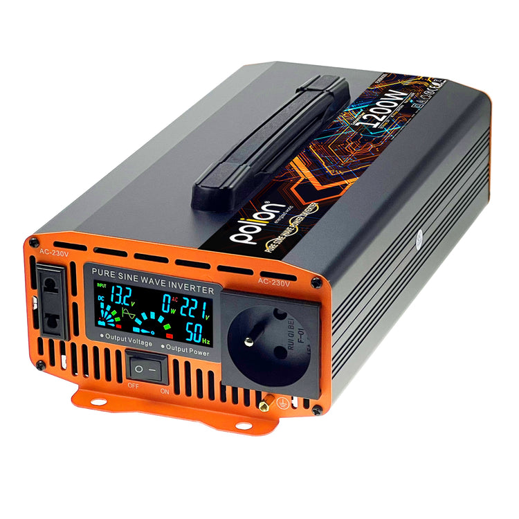 Įtampos keitiklis „Polion“ 12 V / 230 V, 1200 W, gryna sinusinė banga – nuotrauka 2