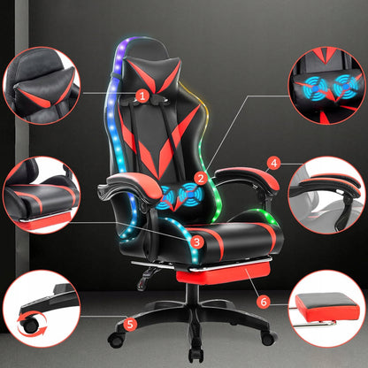 Lazy Gaming Chair Mark Nine (LC09) žaidimų kėdė su pakoju, masažu ir LED apšvietimu