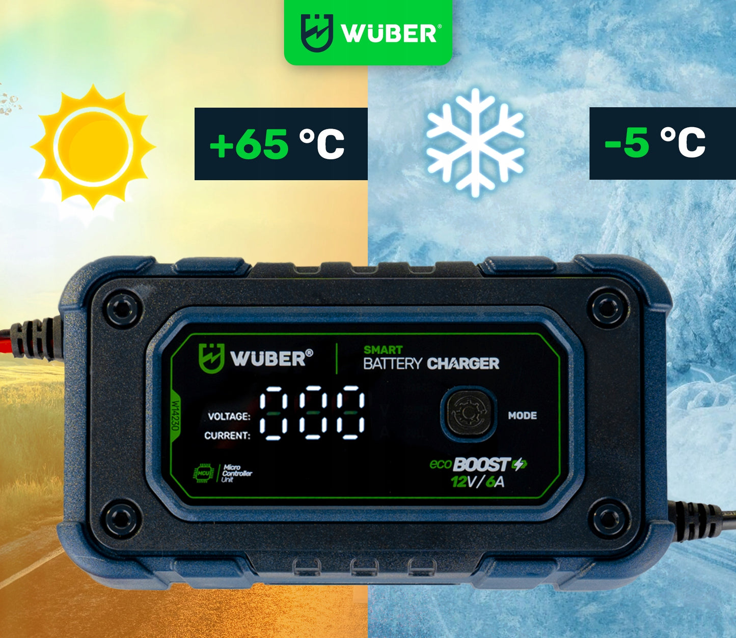Mikroprocesorinis akumuliatoriaus įkroviklis su LCD WUBER 12V/6A