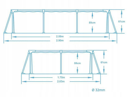 Baseinas su rėmu Bestway 259 x 170 cm