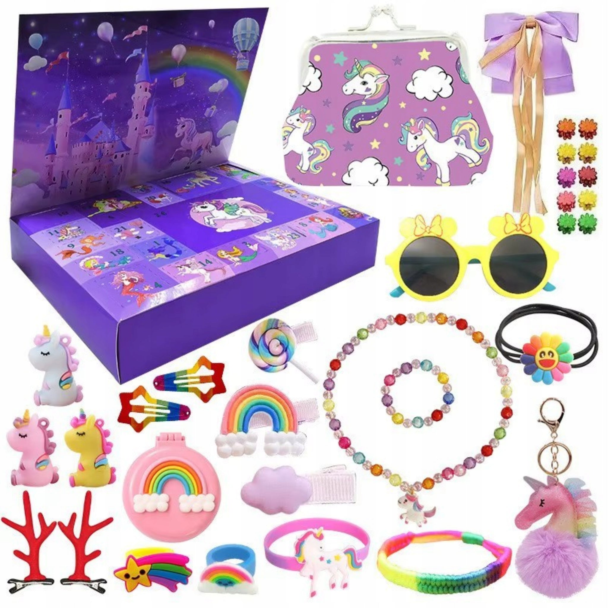 Advento kalendorius mergaitėms su papuošalais – violetinis rinkinys dovanai