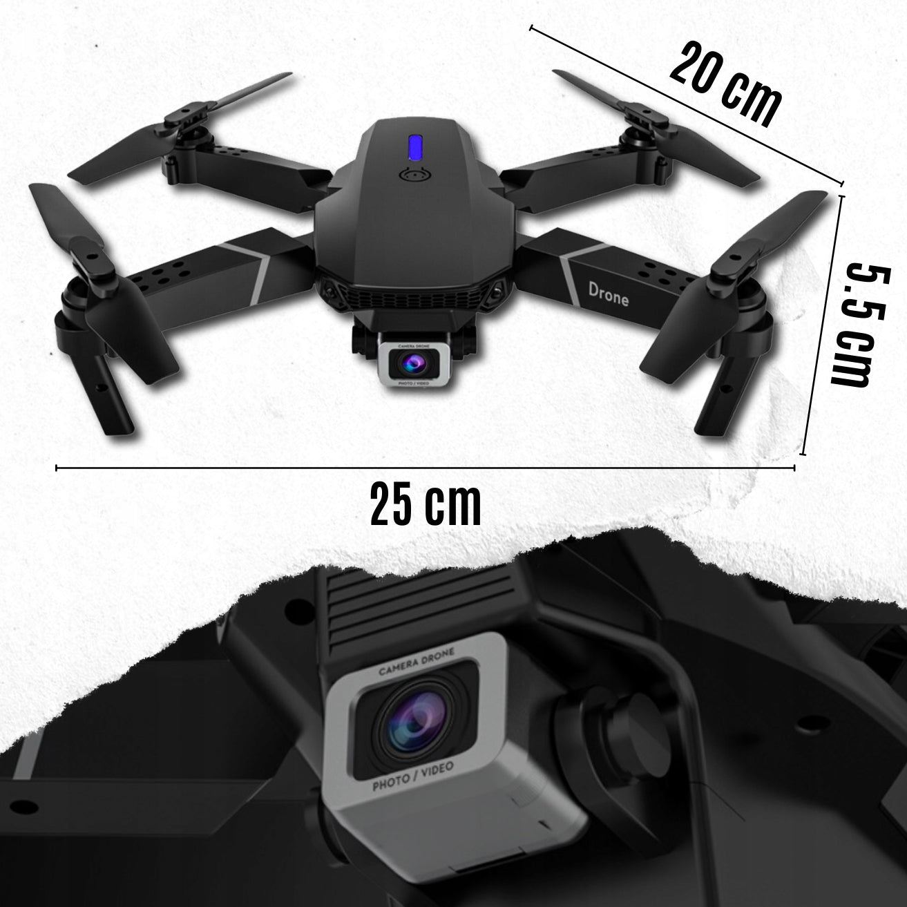 Dronas E95 pro su dviem Wifi HD kameromis