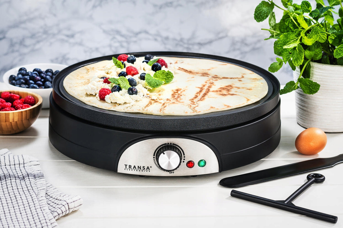 Didelė dvipusė blynų keptuvė 2in1 DualPancake XXXL Transa Electronics, 1500 W