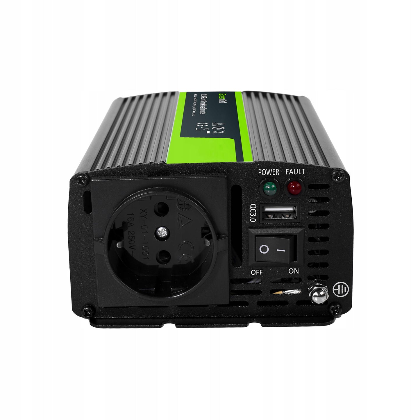 Automobilinis įtampos keitiklis (inverteris) 12v → 230v, 500w / 1000w, modifikuota sinuso banga, su USB – Green Cell