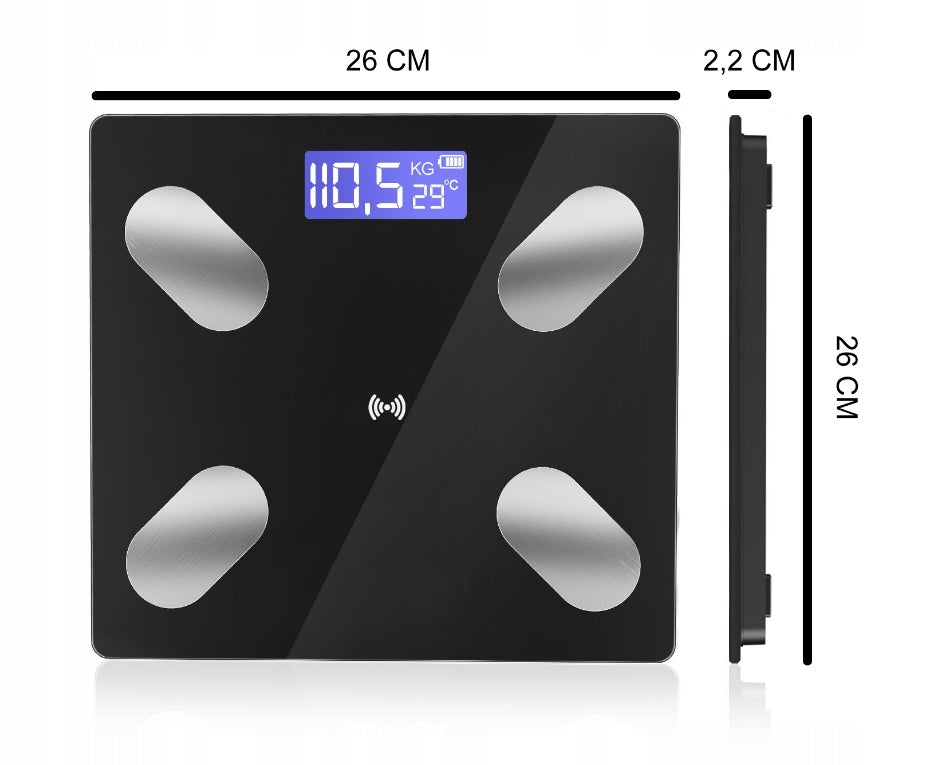 Išmanios, analitinės svarstyklės SMART BLUETOOTH BATHROOM SCALE