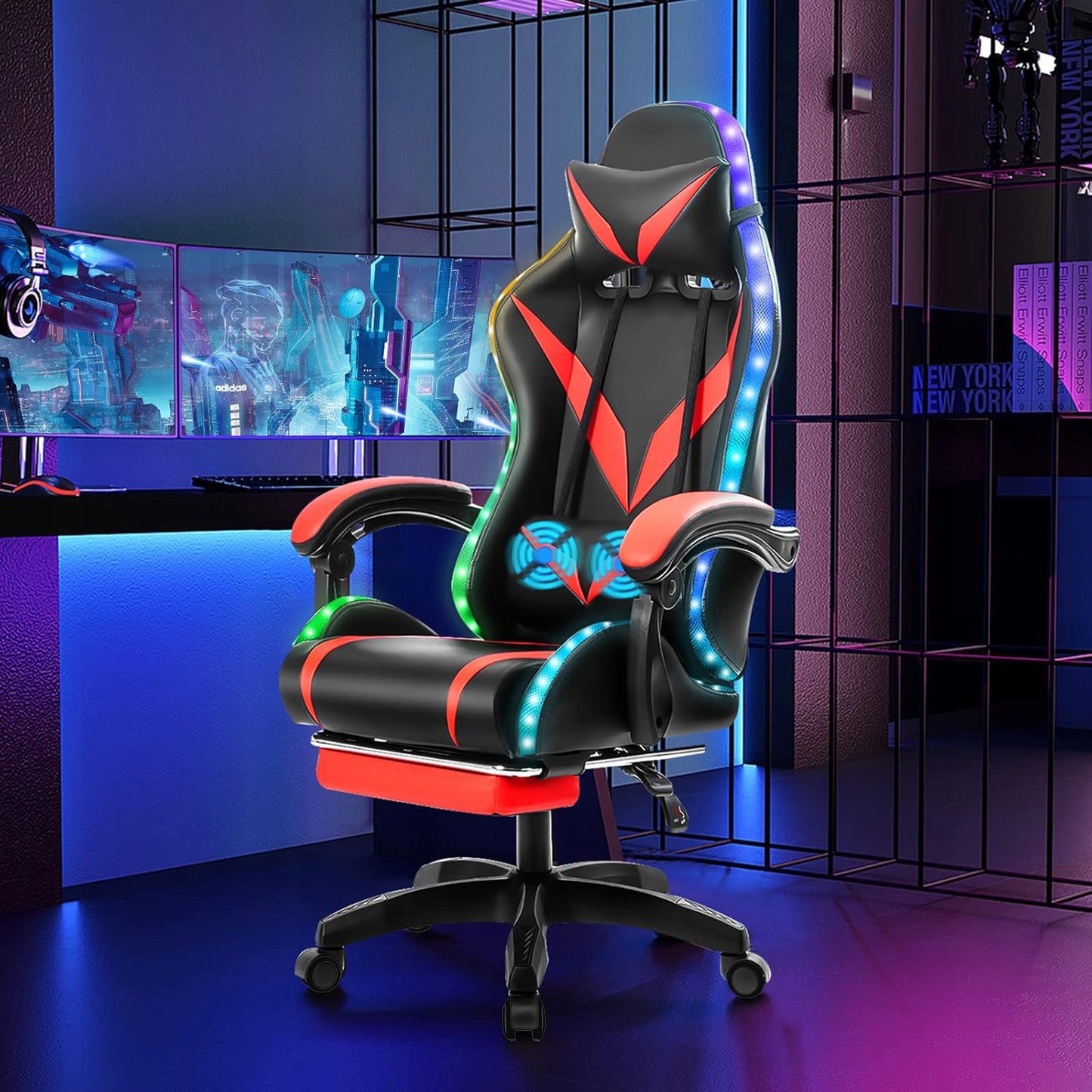 Lazy Gaming Chair Mark Nine (LC09) žaidimų kėdė su pakoju, masažu ir LED apšvietimu