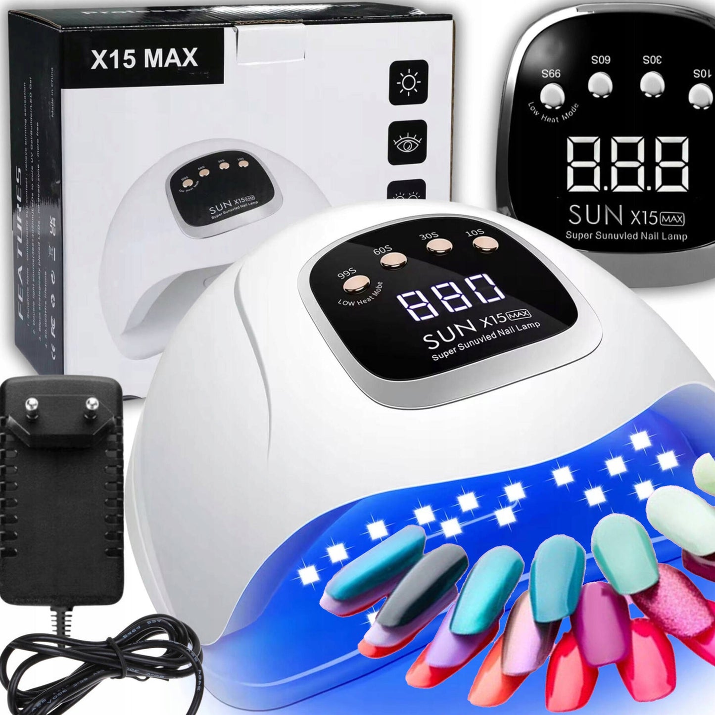 UV/LED nagų lempa SUN X15 MAX – 280 W galia, hibridiniams ir geliniams lakams