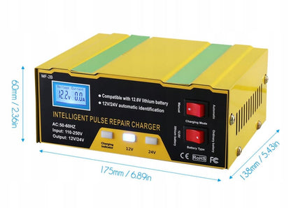 Automobilinis akumuliatorių kroviklis MF-B2 (12V/24V, 14A) su mikroprocesorine valdymo sistema