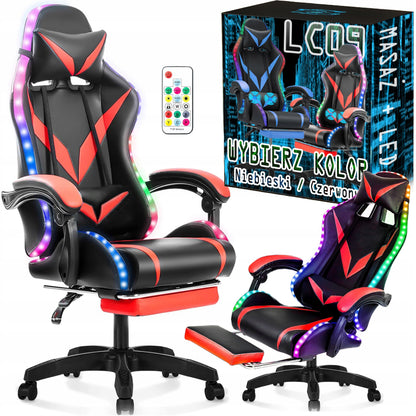 Lazy Gaming Chair Mark Nine (LC09) žaidimų kėdė su pakoju, masažu ir LED apšvietimu