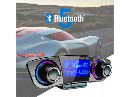 Automobilinis FM moduliatorius, laisvų rankų įranga, Bluetooth USB 5.0  8in1 BT06