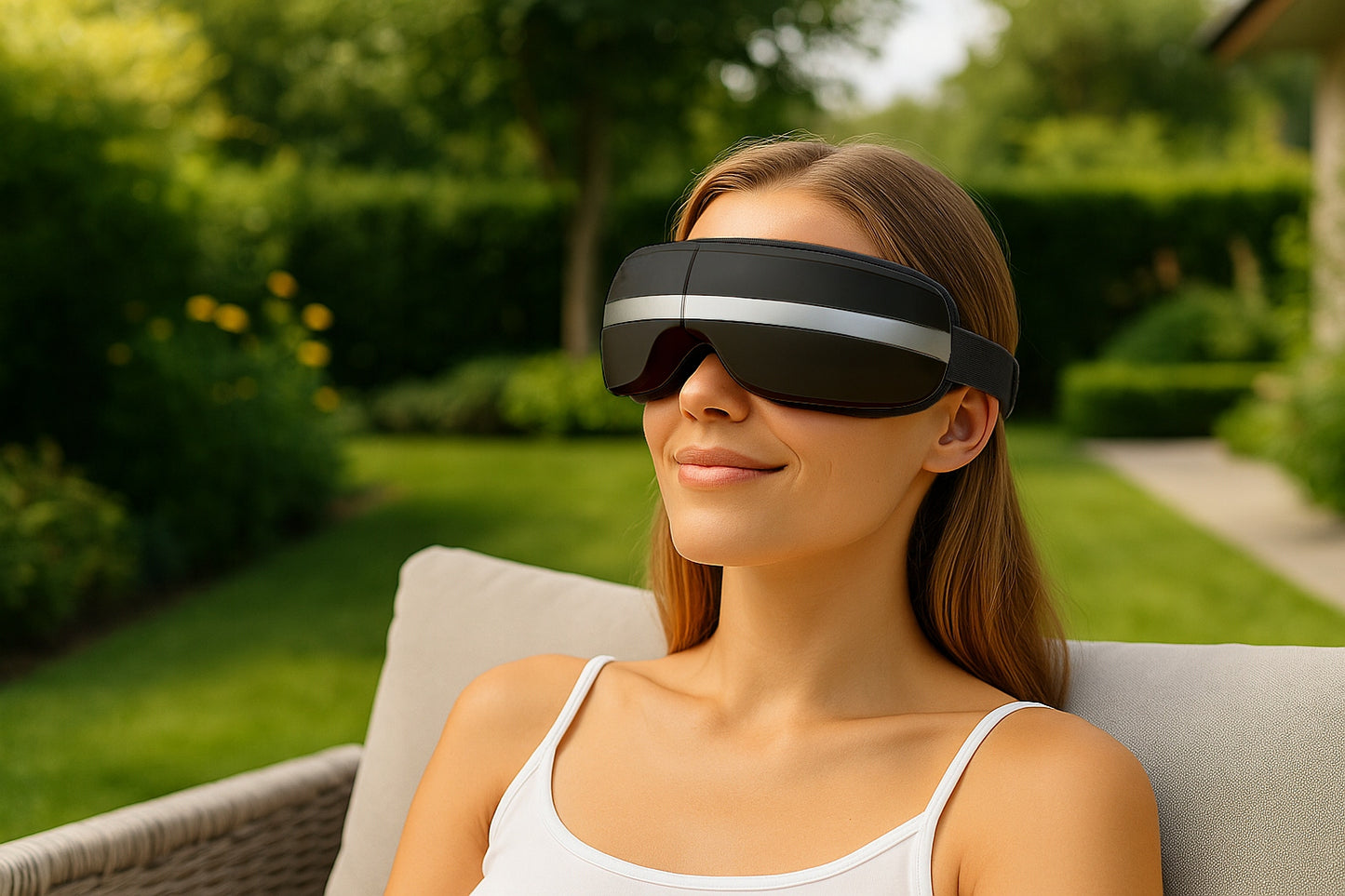 Išmanus akių masažuoklis Medi Sleep FD1818 su šildančiu kompresu, Bluetooth ir 4 masažo režimais