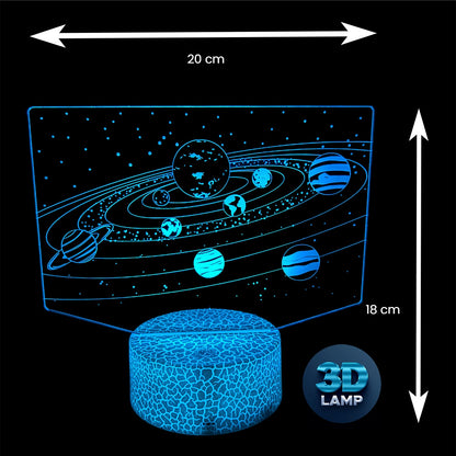 3D Naktinė lempa „Galaktika“ su saulės sistema ir planetomis