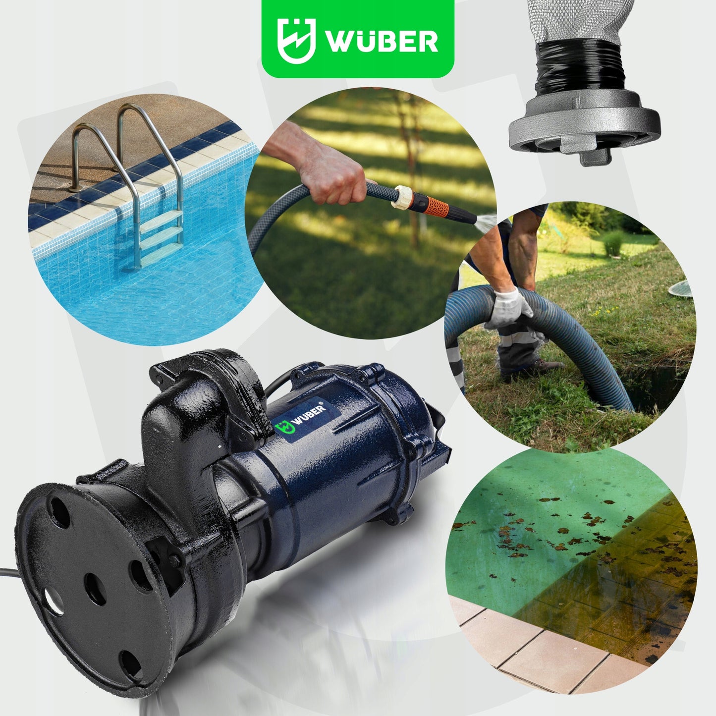 Panardinamas siurblys su smulkintuvu nuotekoms, šuliniams ir baseinams Wuber 2500w