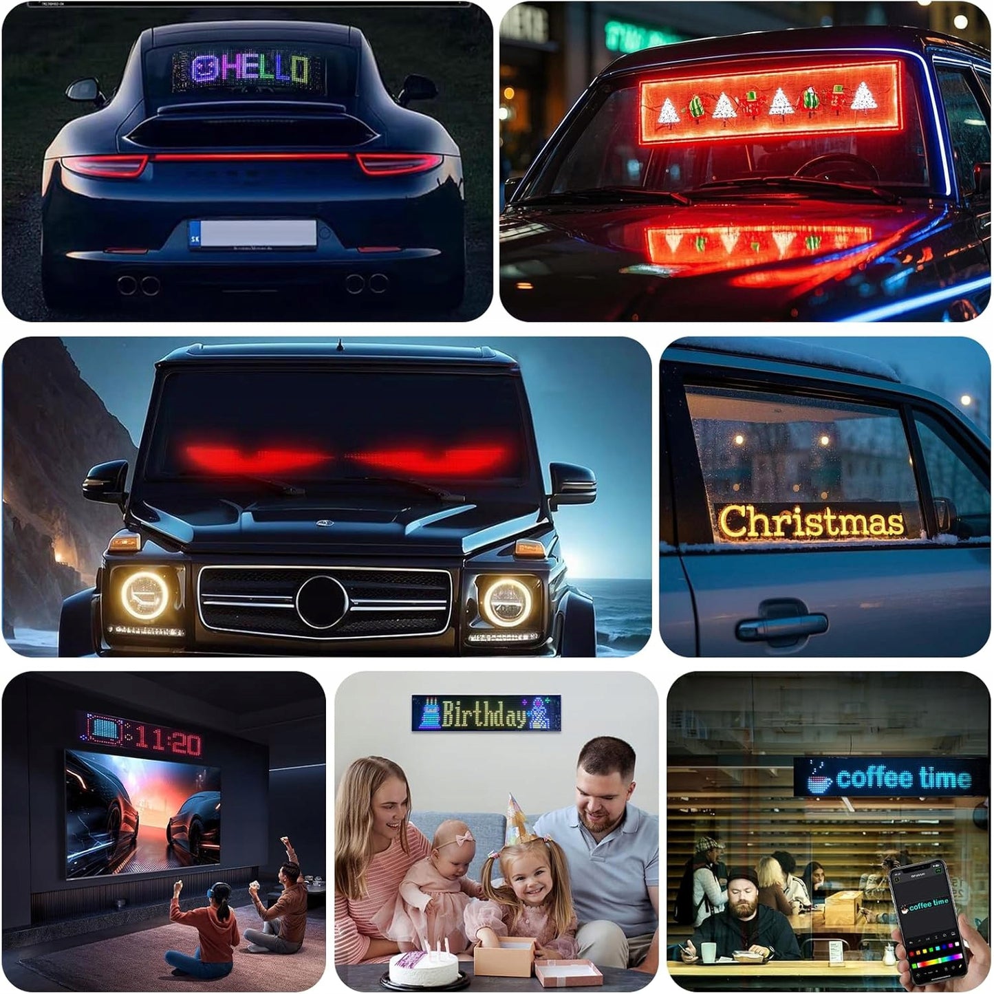 Lankstus programuojamas LED ekranas su RGB apšvietimu ir „Bluetooth“ valdymu