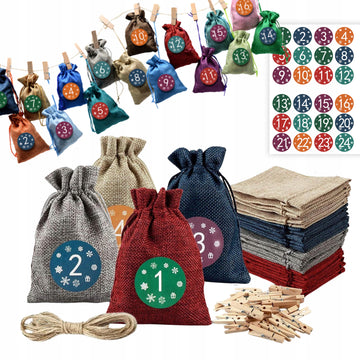 Advento kalendorius vaikams „Pasidaryk pats“ – 24 maišelių rinkinys su lipdukais ir virvele (2025 m.)