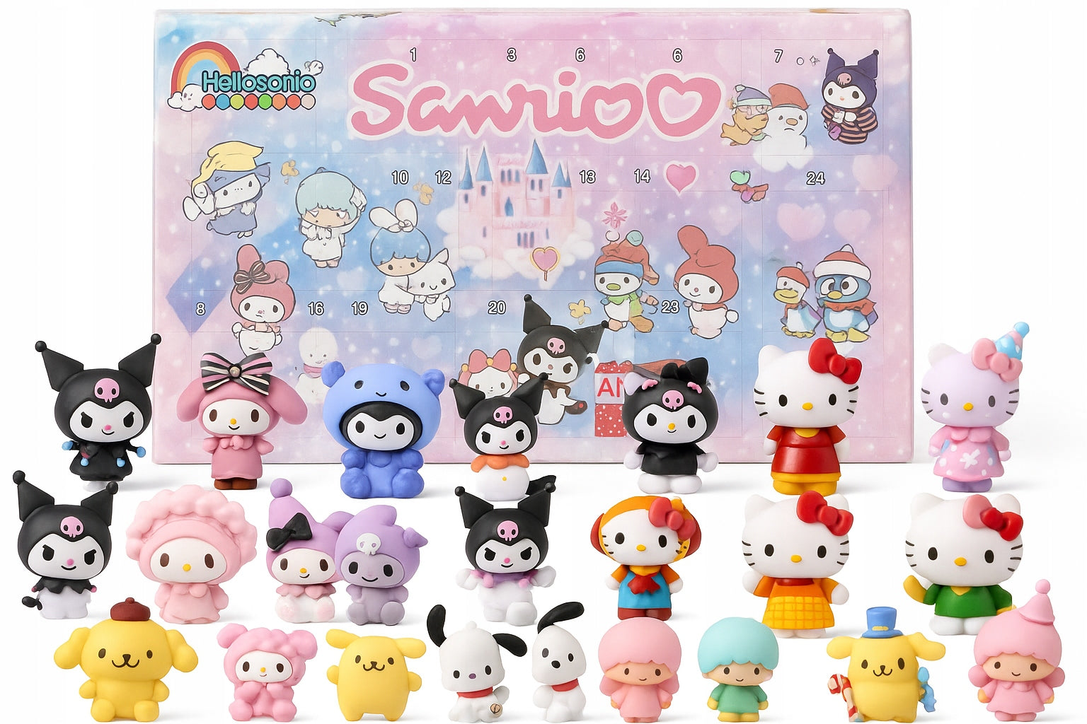 Advento kalendorius mergaitėms – Kuromi & My Melody figūrėlės (Kalėdinė dovana)