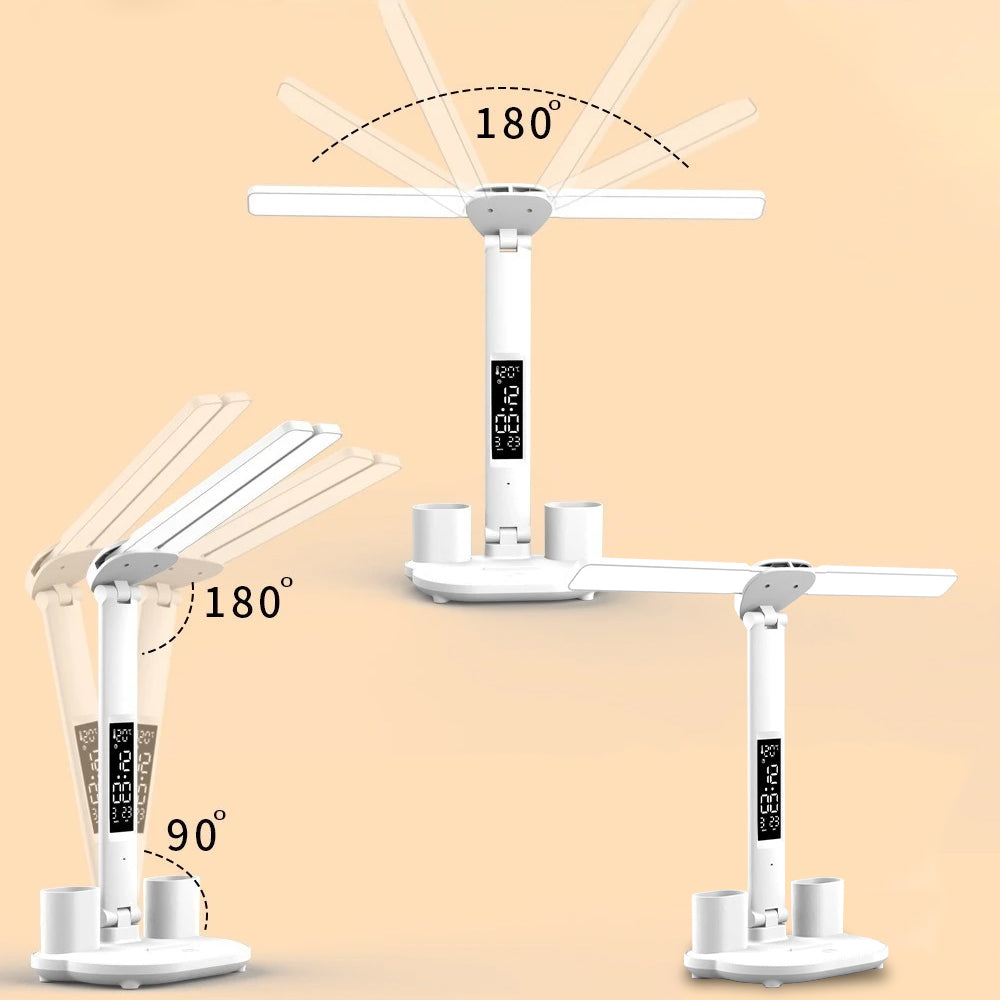 Daugiafunkcinė LED stalinė lempa su organizatoriumi ir LCD ekranu